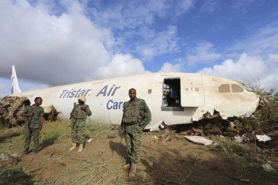 Tristar Air cargo plane crash in Somalia - in pictures. October 13, 2015. An Egytpian-owned cargo plane carrying supplies for African Union soldiers crash-landed outside Somalia's capital Mogadishu on Monday.  Isha reteurs